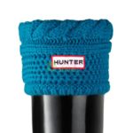 Meias HUNTER S24816 Moss Cable Cuff Welly Socks Feather Blue