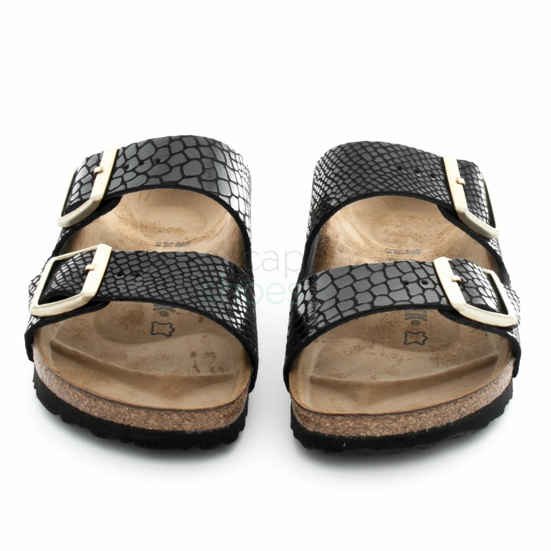 shiny birkenstock sandals