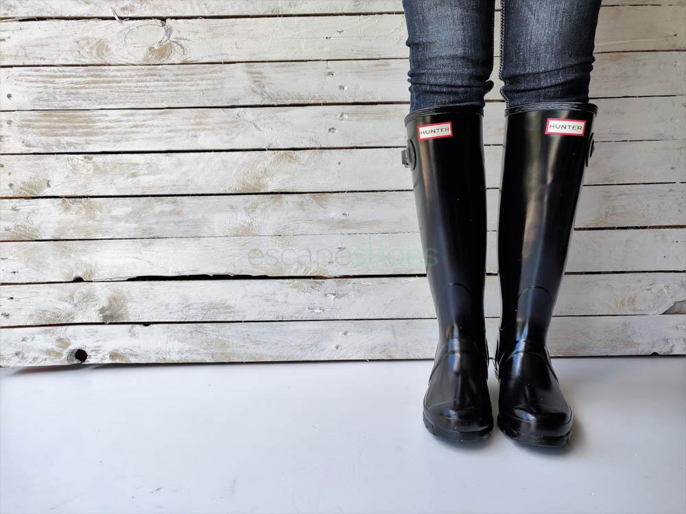 black high gloss hunter wellies