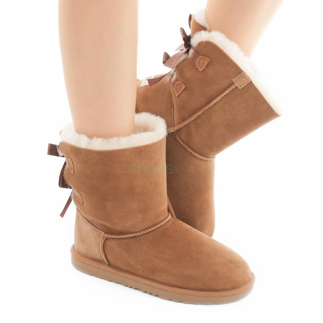 UGG Bailey Bow II Calf Boots Chestnut Suede - Women's Ankle Boots