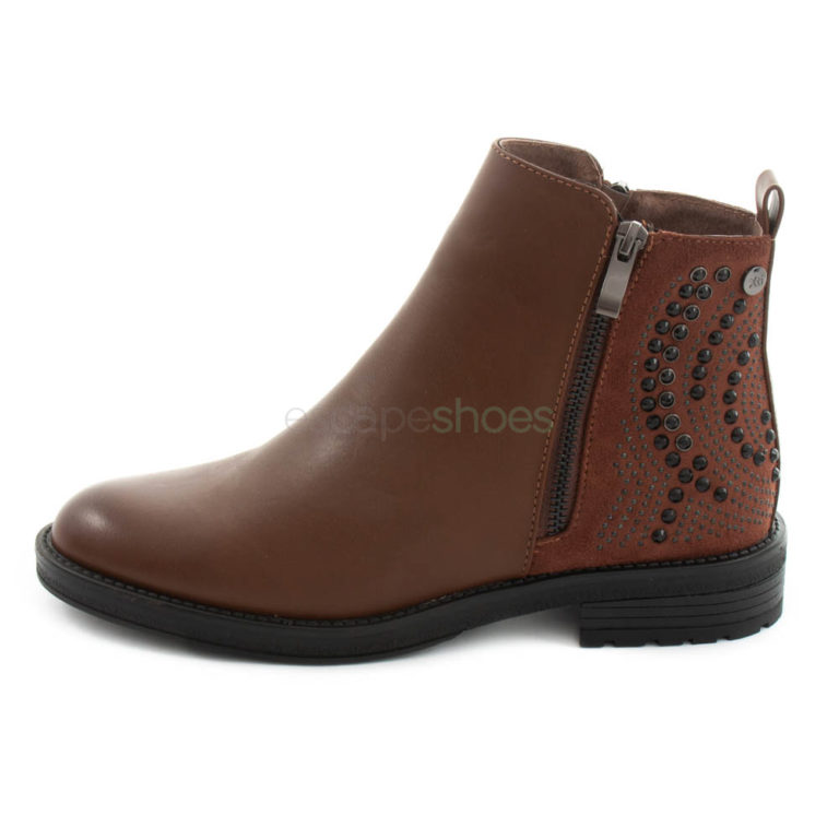 Ankle Boots XTI Combined Leather Zip Taupe