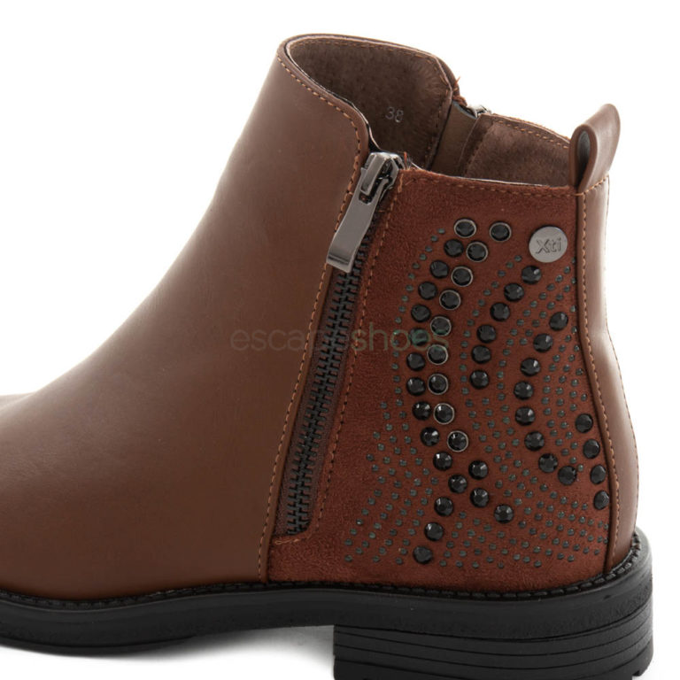 Ankle Boots XTI Combined Leather Zip Taupe
