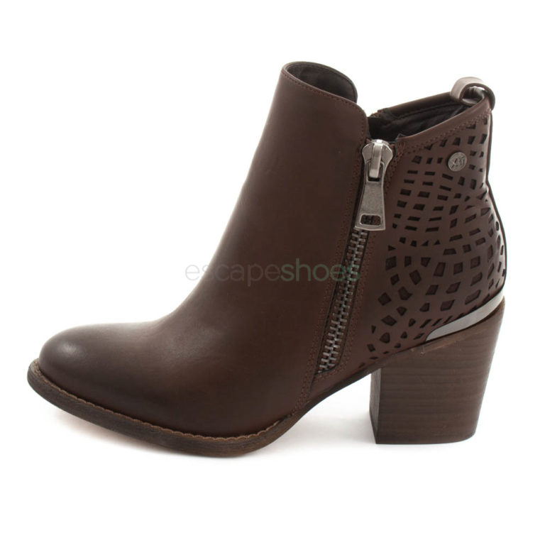 Ankle Boots XTI High Heel Leather Zip Brown