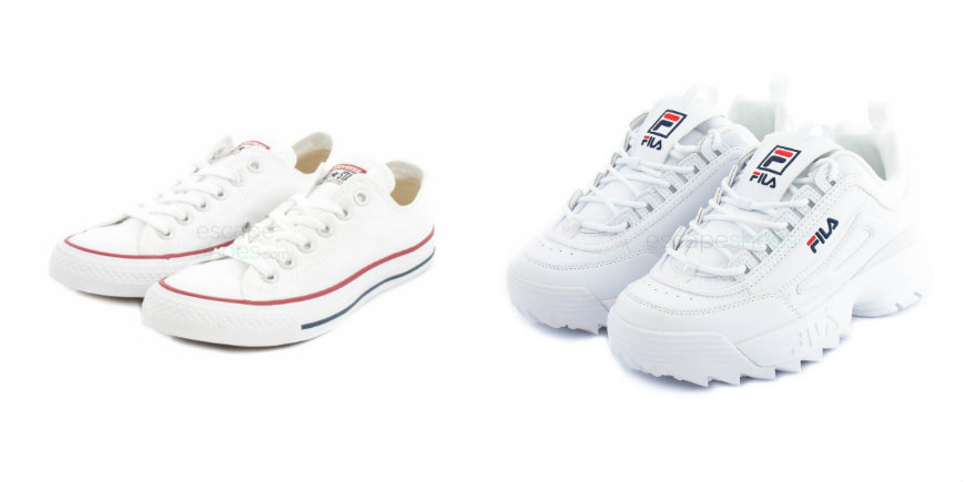 Converse and Fila Disruptor sneakers