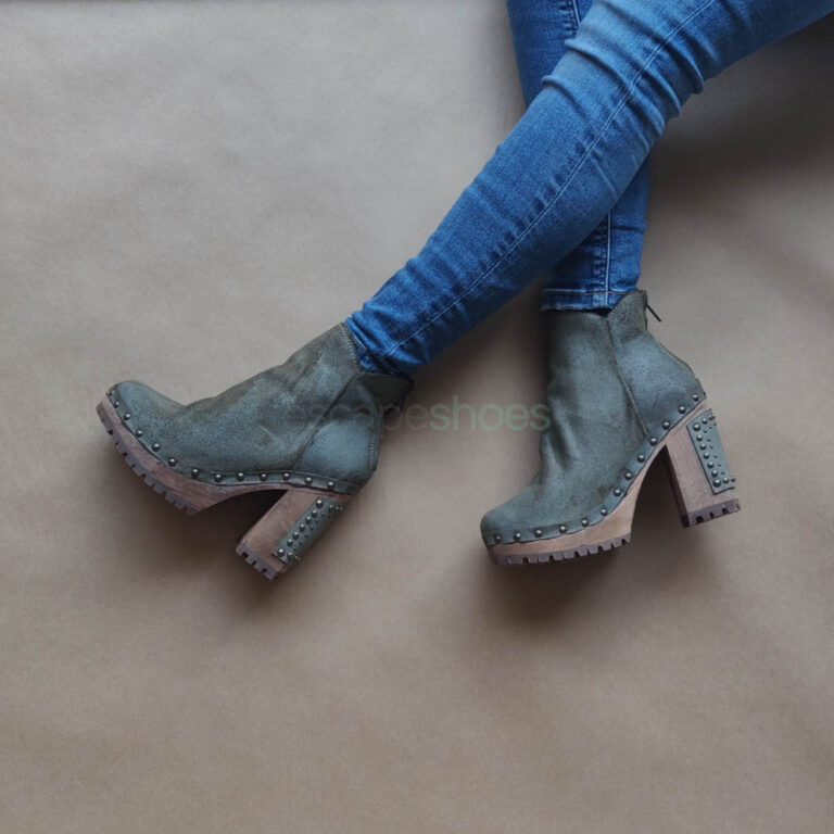 Ankle Boots XUZ Pop Studs High Heel Grey 26094-C