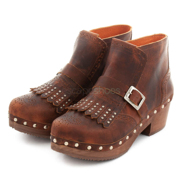 Ankle Boots XUZ Wood Fringes and Buckle 26097