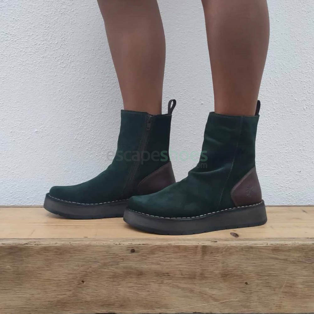Fly London Adit 951 Womens Suede Ankle Boots Sludge Green 