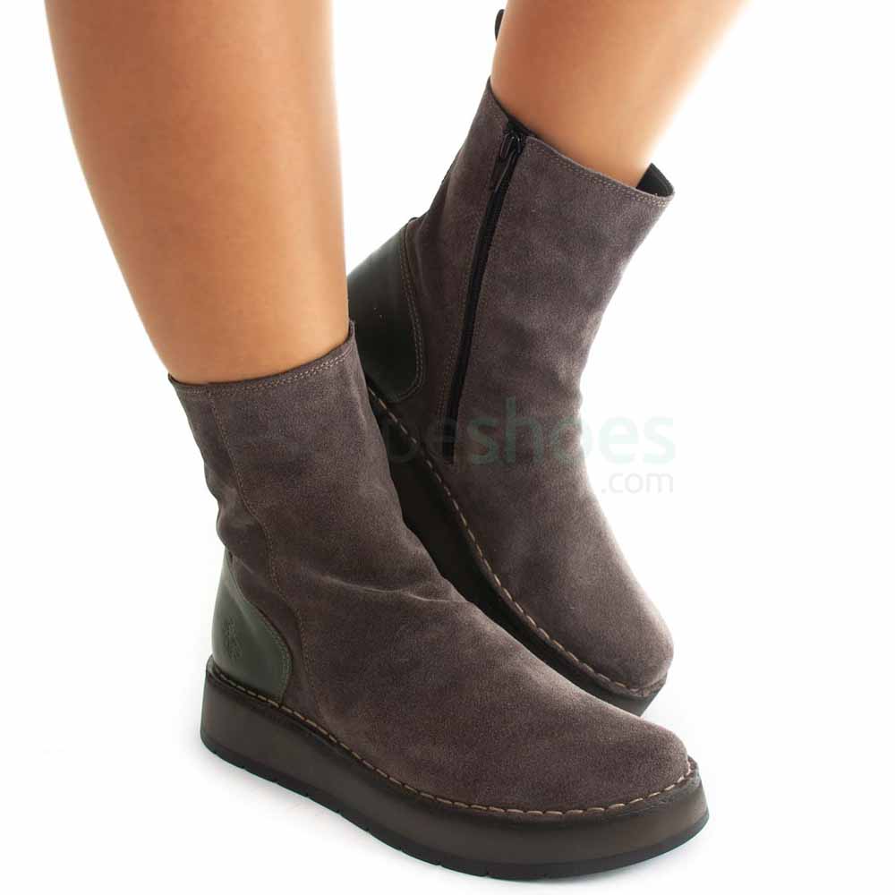 Fly London Reno053 In Petrol For Women  Platform Sole Side Zip Boots –  4feetshoes