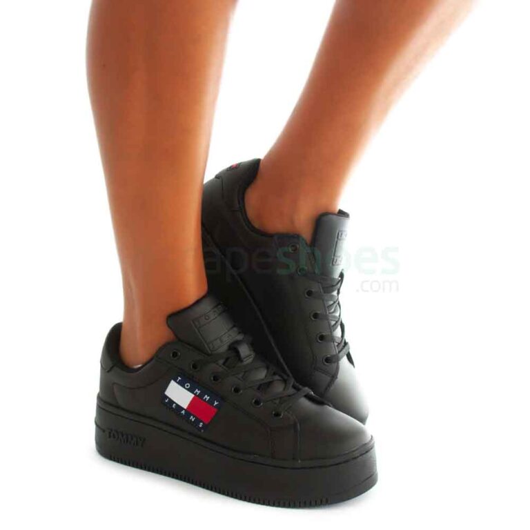Zapatillas TOMMY HILFIGER Flatform Flag Branding Sneaker Negro